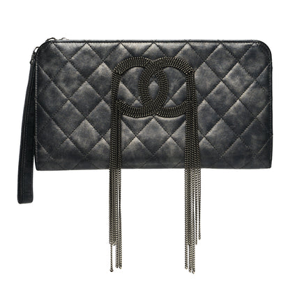 Chanel Calfskin Quilted Chain CC Chain Clutch Argent Fonce 1 of 15
