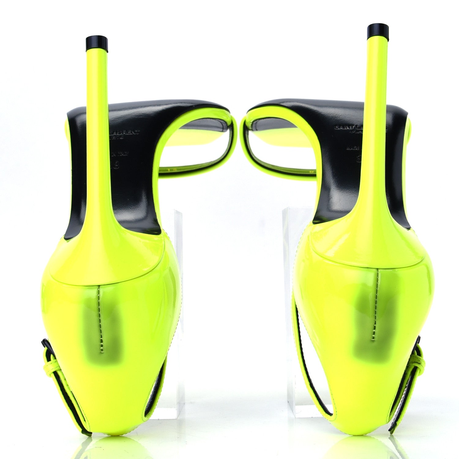 Saint Laurent Patent Calfskin Amber 105 Ankle Strap Sandals 38 Yellow Fluo 5 of 5