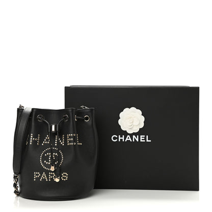 Chanel Caviar Deauville Drawstring Bucket Bag Black 11 of 11