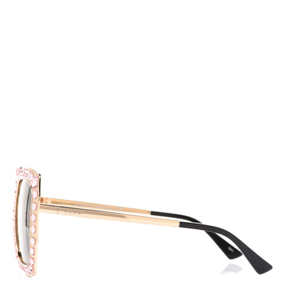 Gucci Metal Acetate Crystal Oversize GG0115S Sunglasses Rose Gold 3 of 8