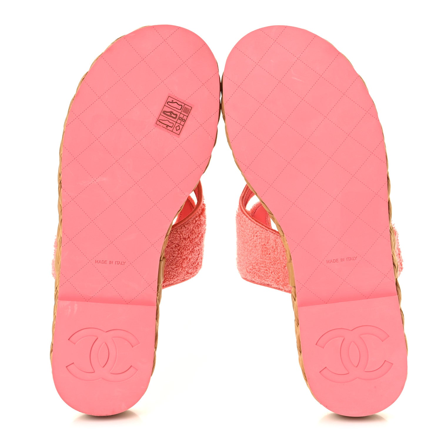 Chanel Terry Cloth Raffia CC Logo Thong Sandals 39 Pink 6 of 11