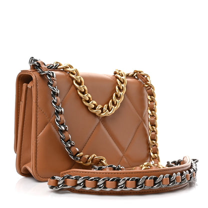 Chanel Lambskin Quilted Chanel 19 Wallet On Chain WOC Brown 3 of 9