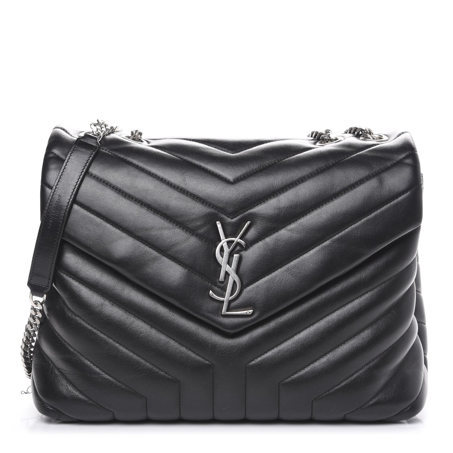 Calfskin Y Quilted Monogram Medium Loulou Satchel Black