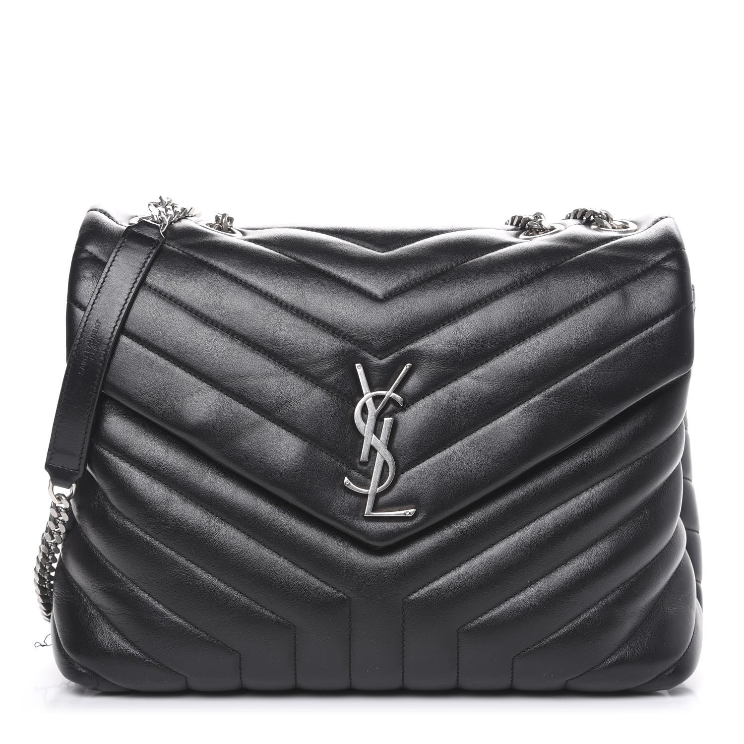 Saint Laurent Calfskin Y Quilted Monogram Medium Loulou Satchel Black 1 of 12