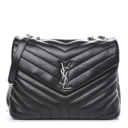 Saint Laurent Calfskin Y Quilted Monogram Medium Loulou Satchel Black 1 of 12