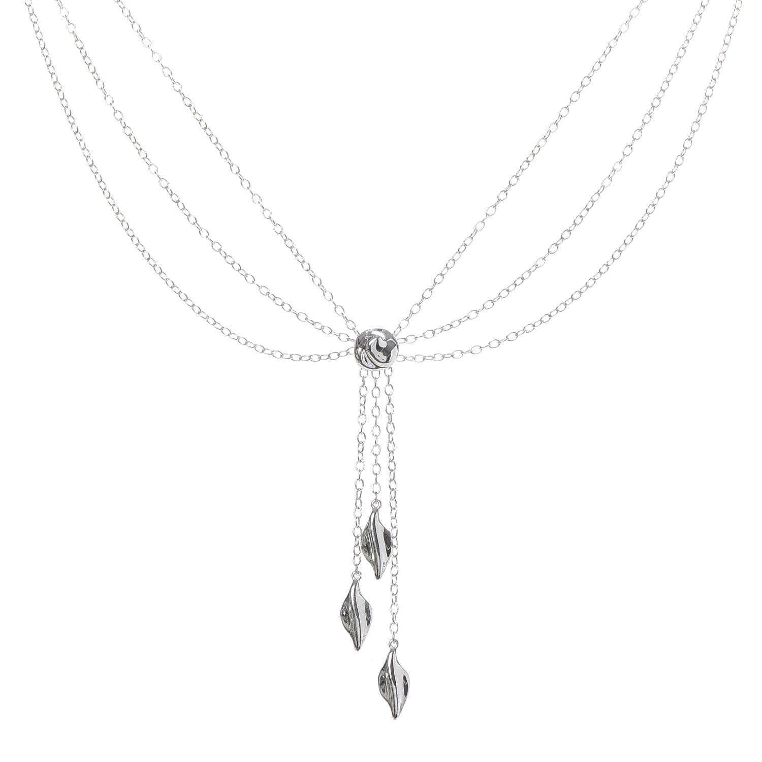 Tiffany Sterling Silver Three Leaf Drop Pendant Necklace 1 of 6