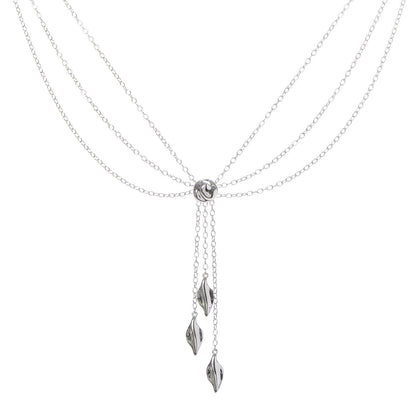 Tiffany Sterling Silver Three Leaf Drop Pendant Necklace 1 of 6
