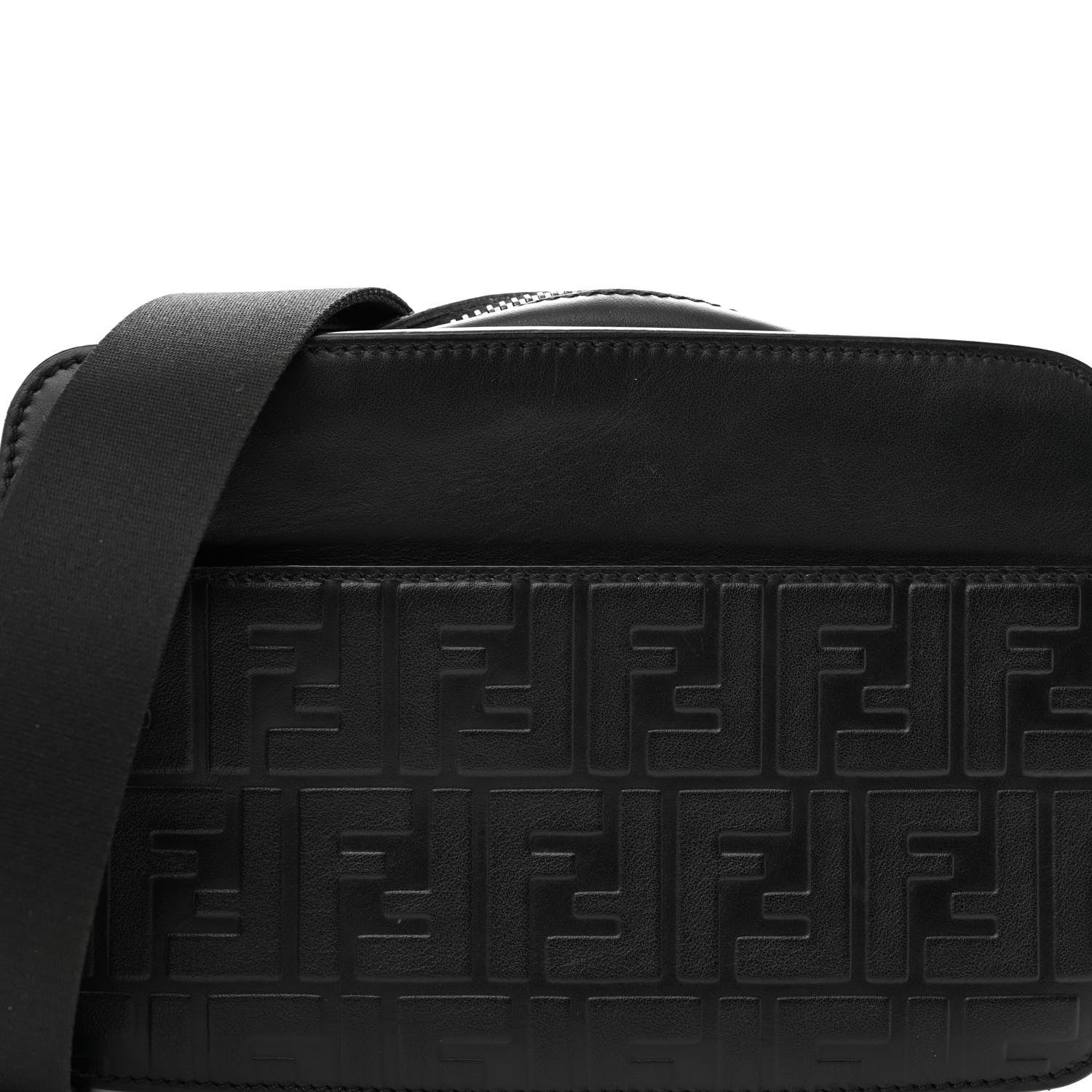 Fendi Vitello Century Grace FF Embossed Shoulder Clutch Black 8 of 12