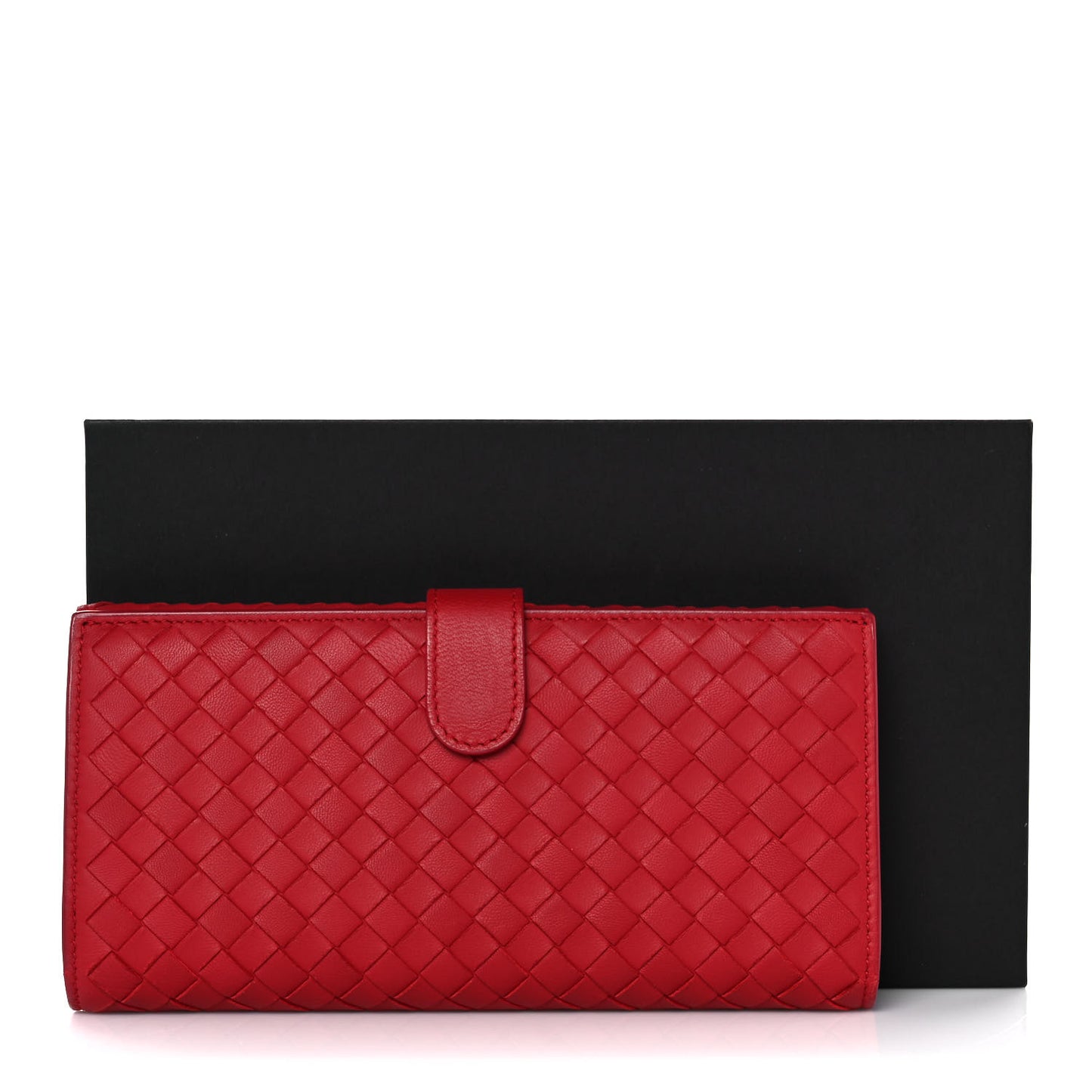 Nappa Intrecciato Continental Flap Wallet China Red