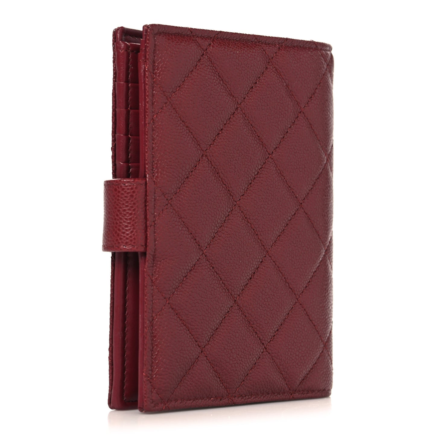 Caviar Quilted Passport Holder Burgundy