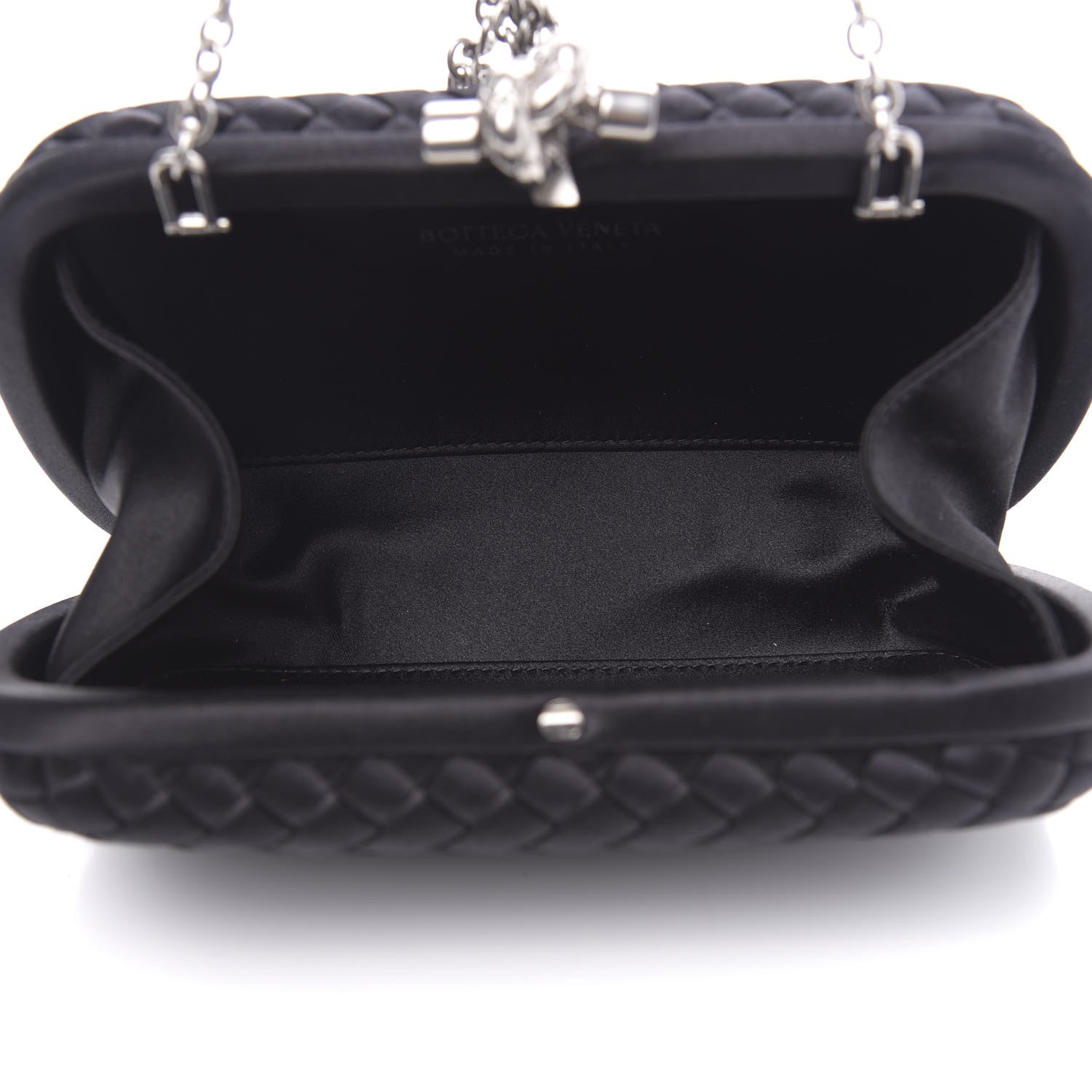 Bottega Veneta Satin Intreccio Impero Chain Knot Clutch Black 5 of 8