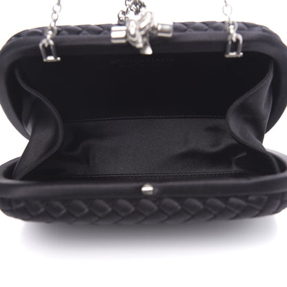 Bottega Veneta Satin Intreccio Impero Chain Knot Clutch Black 5 of 8