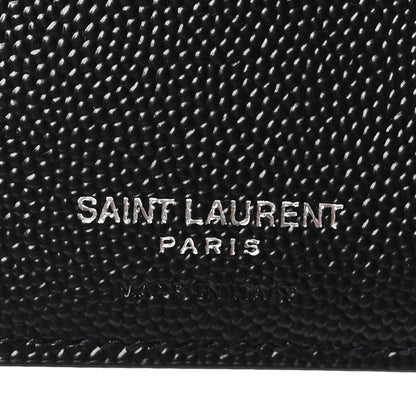 Saint Laurent Grain De Poudre Matelasse Chevron Cassandre Fragments Zippered Bi-Fold Wallet Black 7 of 8