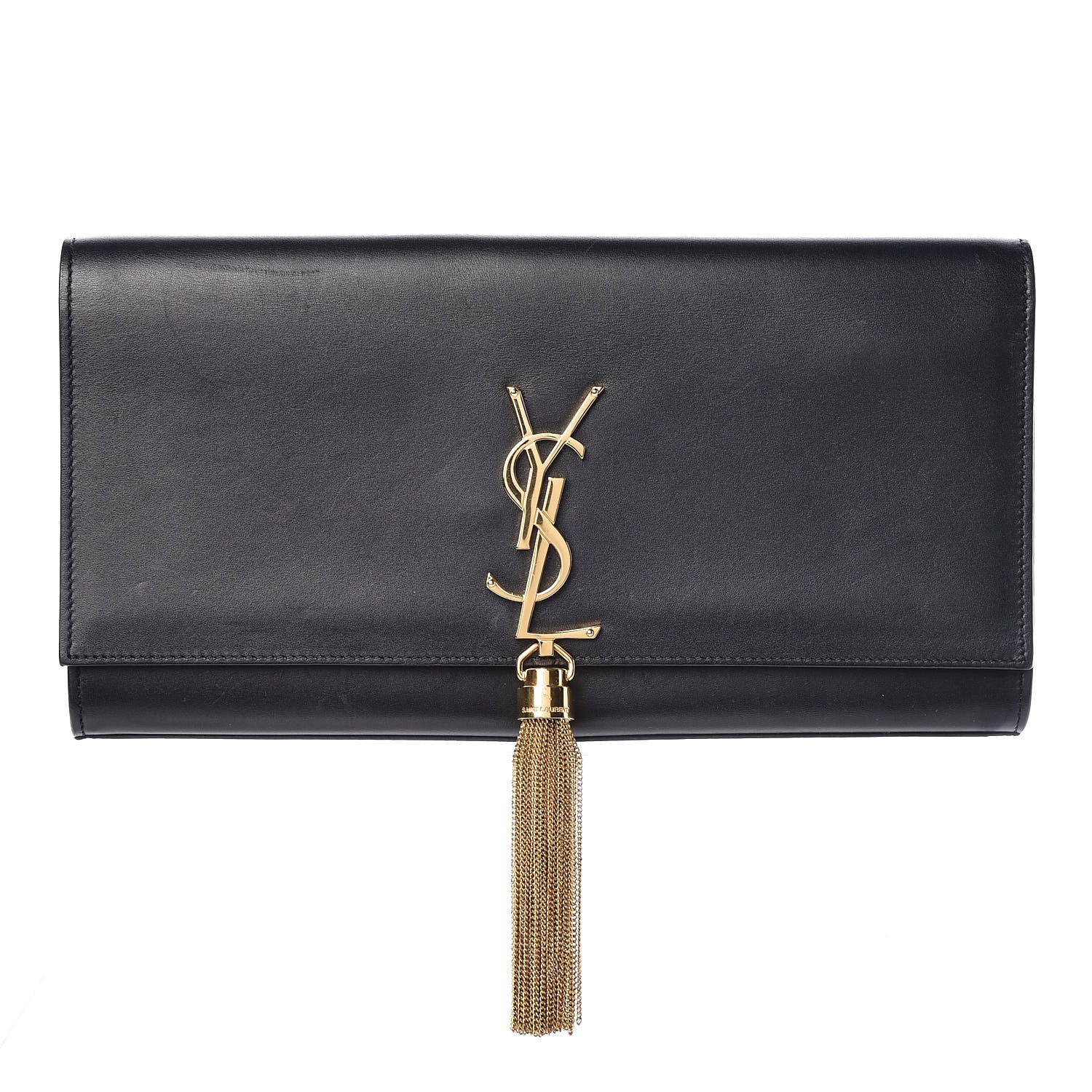 Saint Laurent Calfskin Classic Monogram Tassel Clutch Black 1 of 12