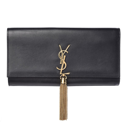 Saint Laurent Calfskin Classic Monogram Tassel Clutch Black 1 of 12