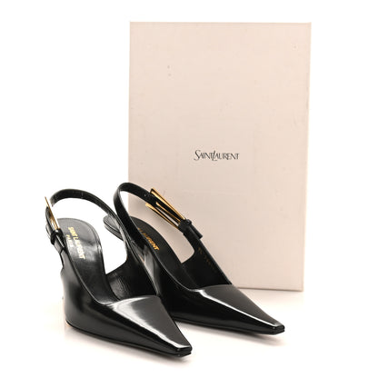 Saint Laurent Vitello Marilyn Lee 75 Slingback Pumps 37 Black 10 of 10
