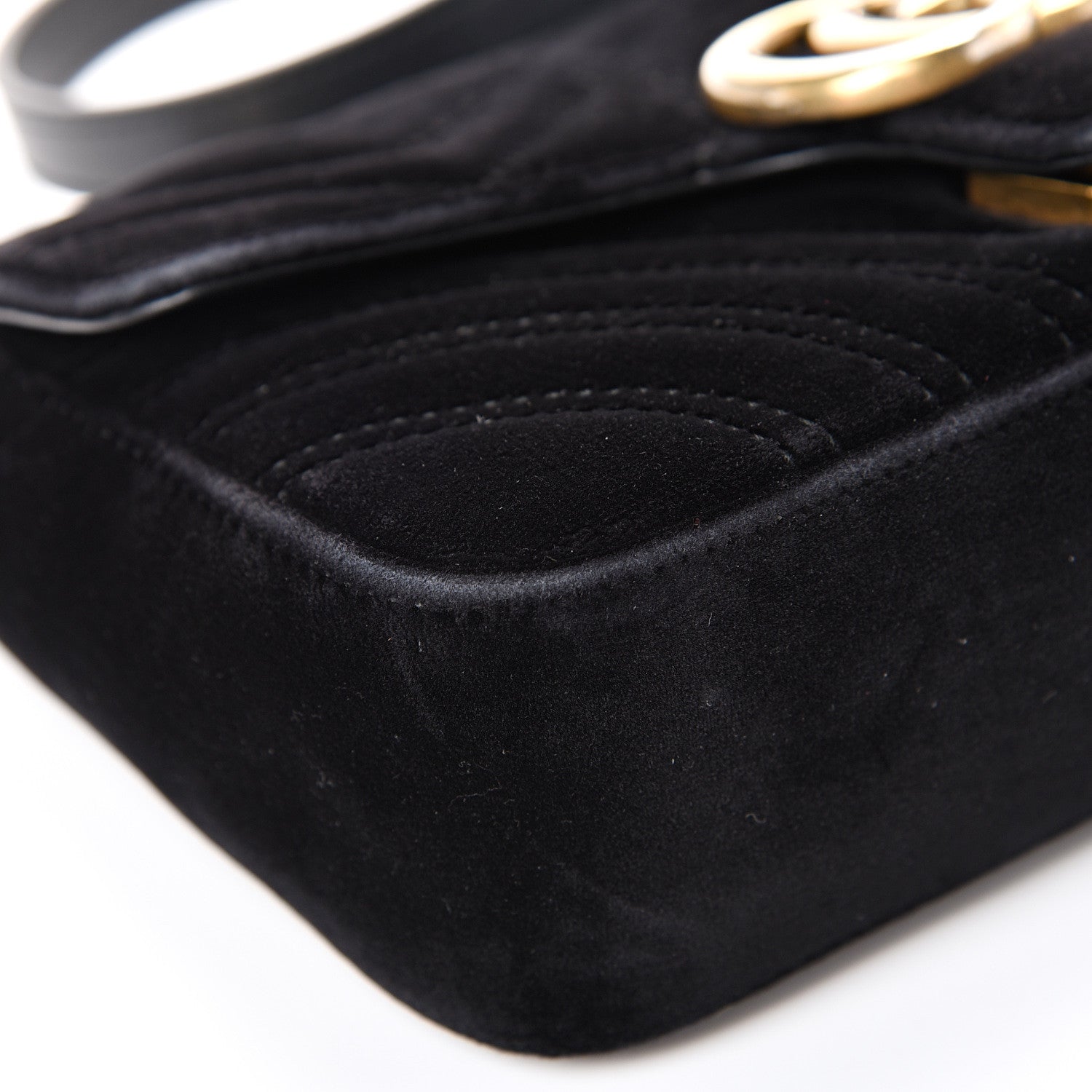 Gucci Velvet Matelasse Mini GG Marmont Shoulder Bag Black 8 of 22