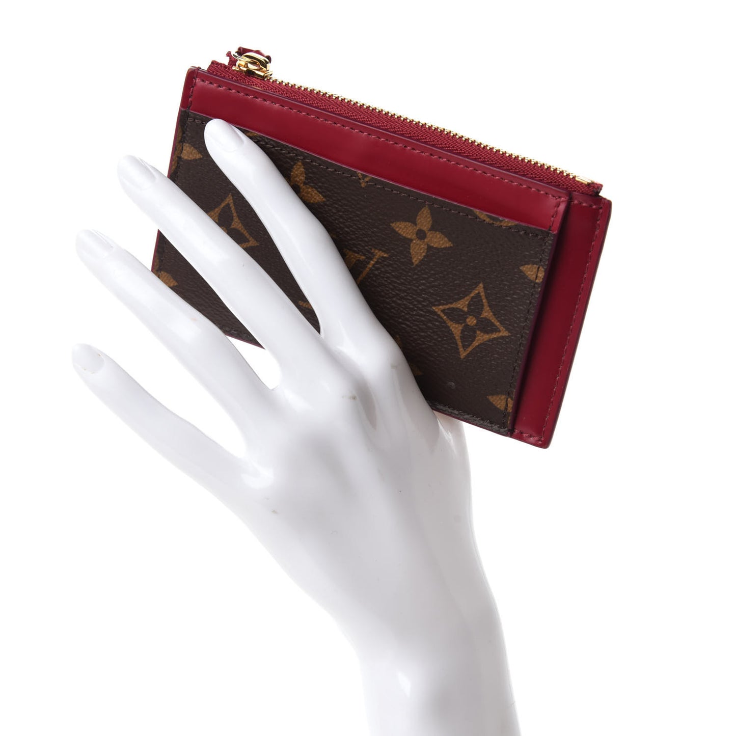 Monogram Zipped Card Holder Fuchsia