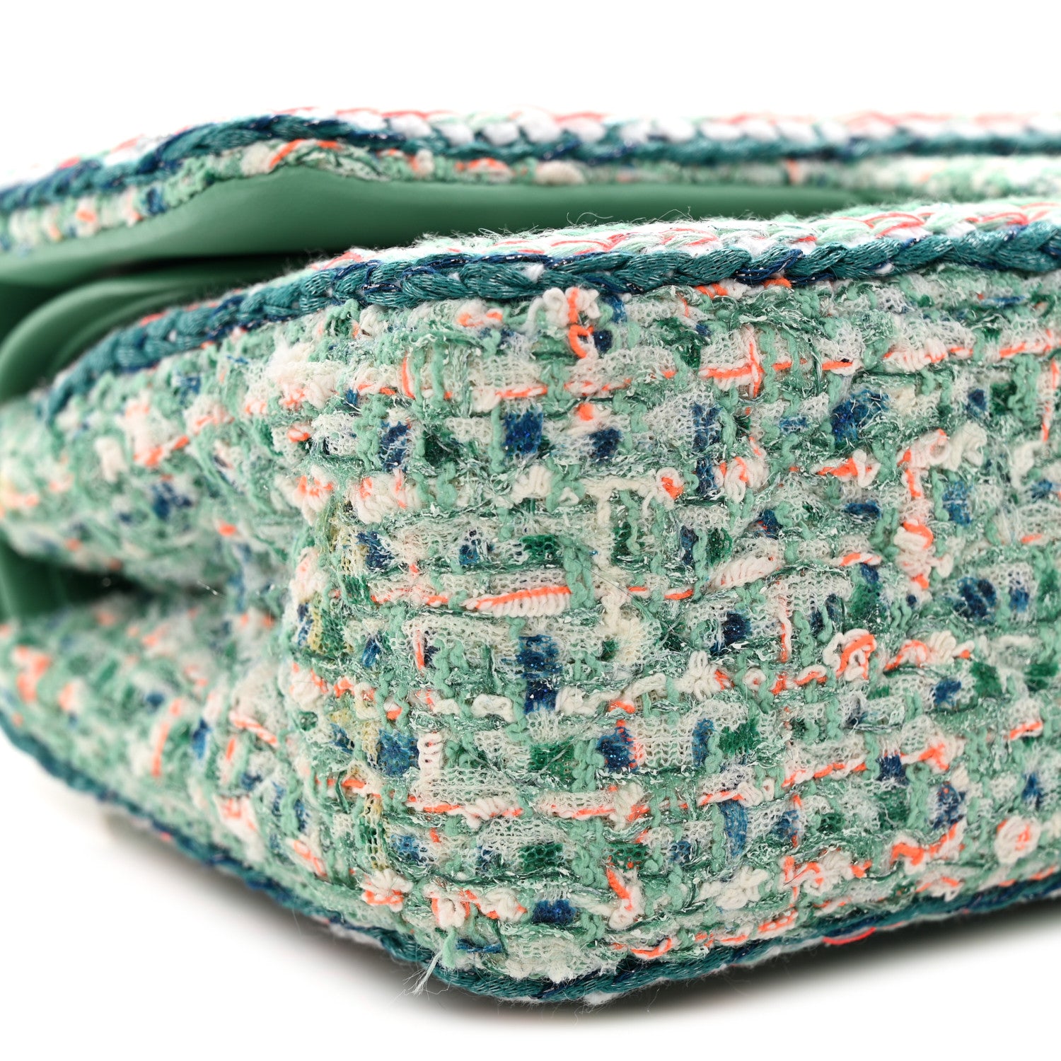 Chanel Tweed Braided Medium Flap Green Blue Multicolor 9 of 11