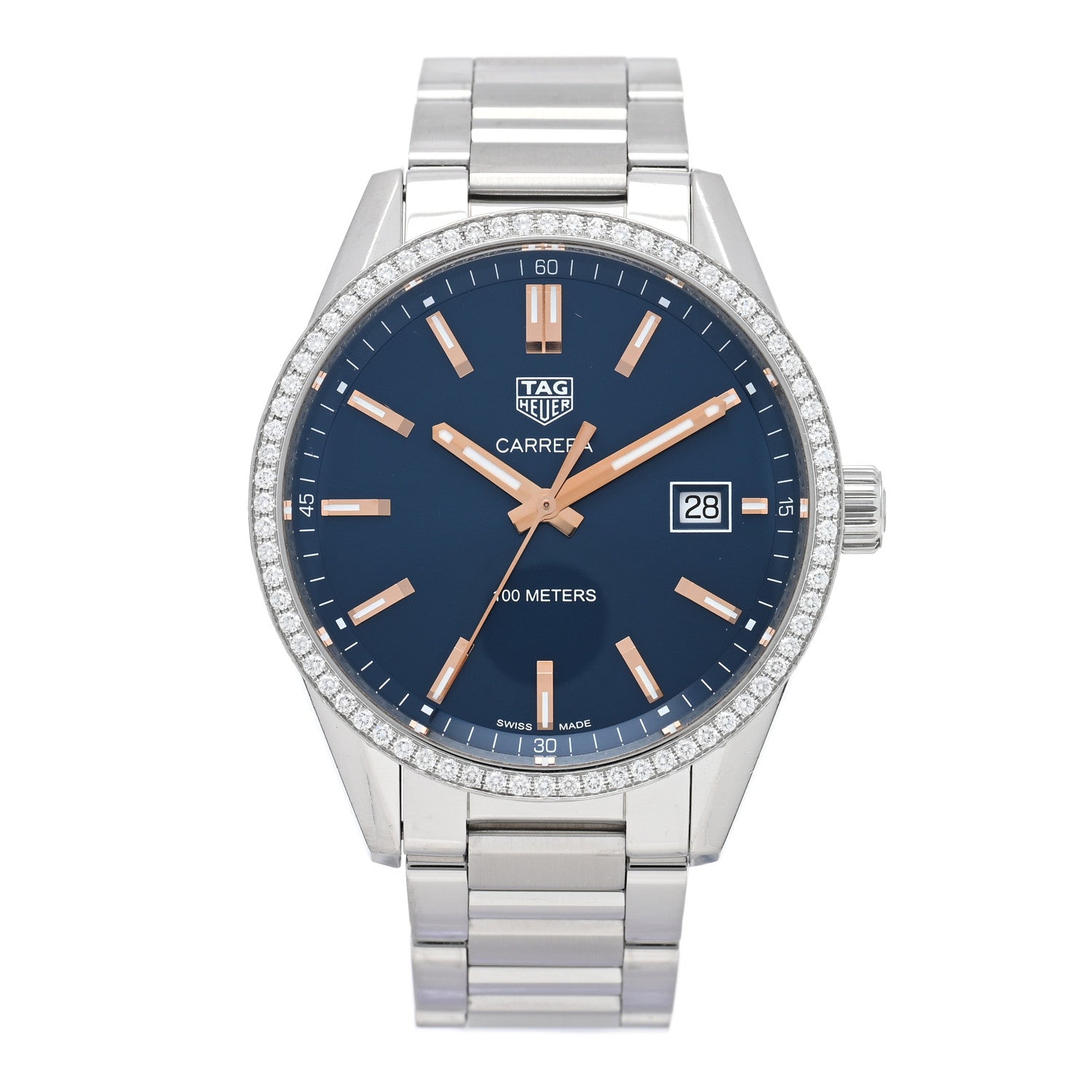 Tag Heuer Stainless Steel Diamond Bezel 39mm Carrera Lady Quartz Watch Blue WAR1114 1 of 5