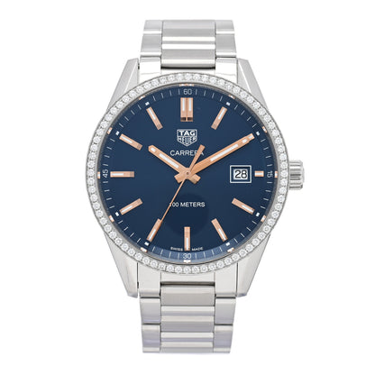 Tag Heuer Stainless Steel Diamond Bezel 39mm Carrera Lady Quartz Watch Blue WAR1114 1 of 5