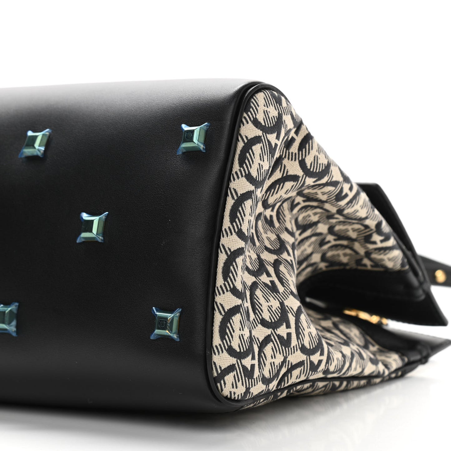 Canvas Calfskin Gancini The Studio Bag Black Beige