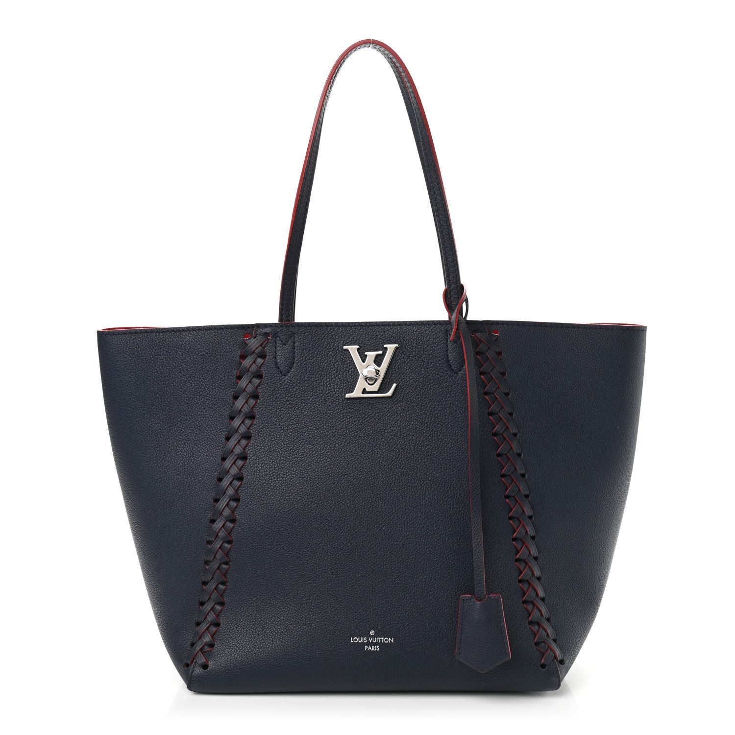 Louis Vuitton Calfskin Braided Lockme Cabas Marine Rouge 1 of 9