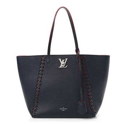 Louis Vuitton Calfskin Braided Lockme Cabas Marine Rouge 1 of 9