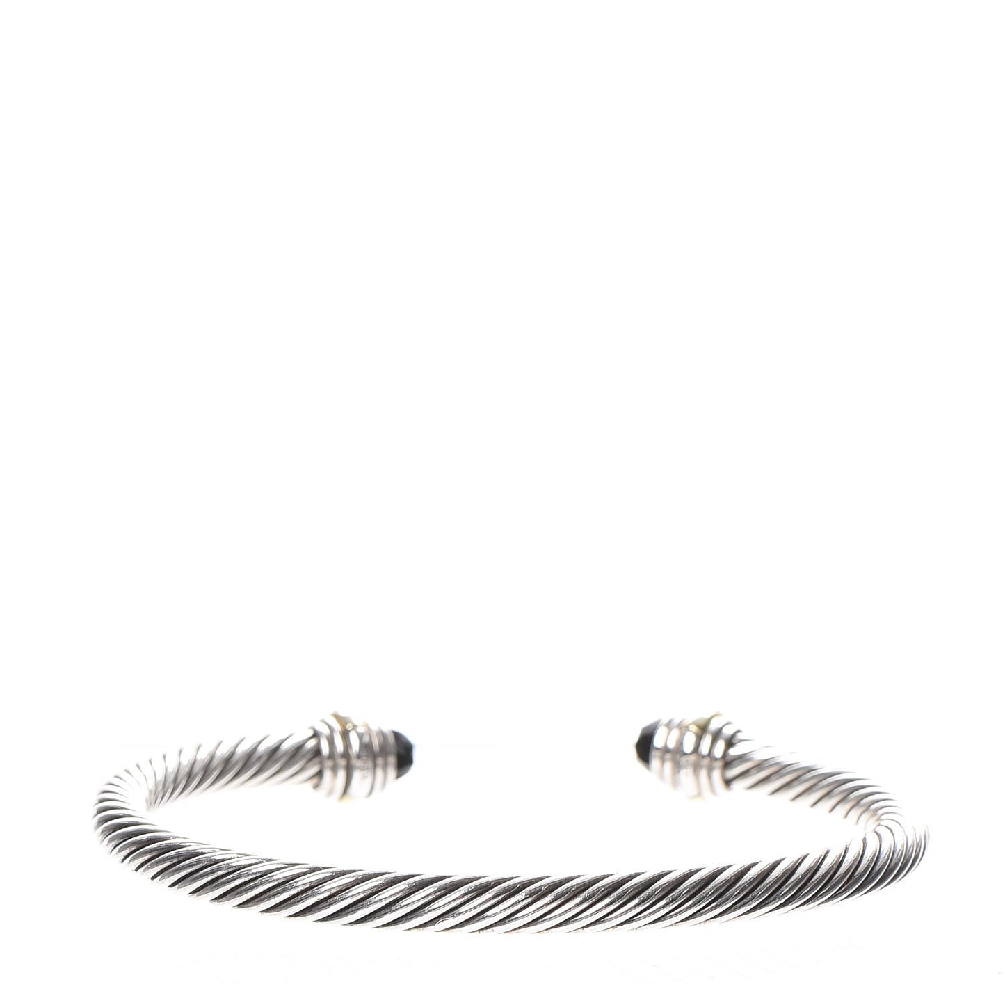 Sterling Silver 14K Yellow Gold Black Onyx 5mm Cable Classics Bracelet