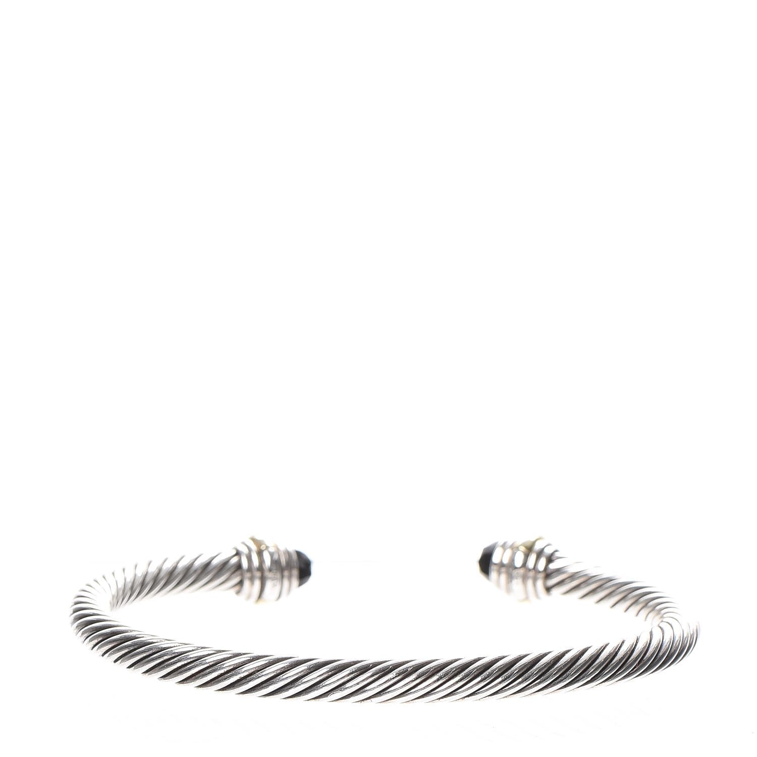 David Yurman Sterling Silver 14K Yellow Gold Black Onyx 5mm Cable Classics Bracelet 3 of 5