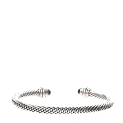 David Yurman Sterling Silver 14K Yellow Gold Black Onyx 5mm Cable Classics Bracelet 3 of 5