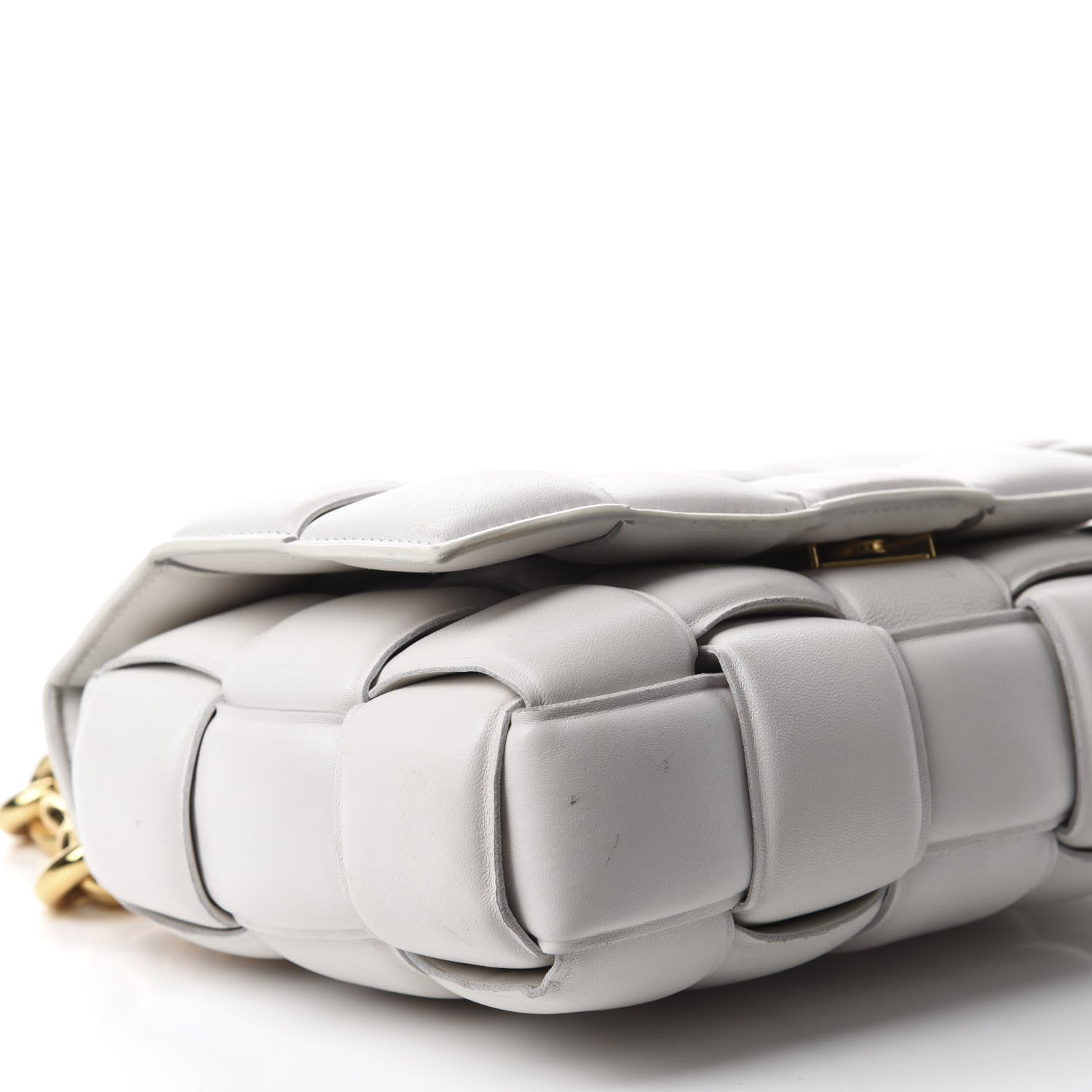Bottega Veneta Lambskin Maxi Intreccio Padded Chain Cassette Crossbody Bag White 6 of 13