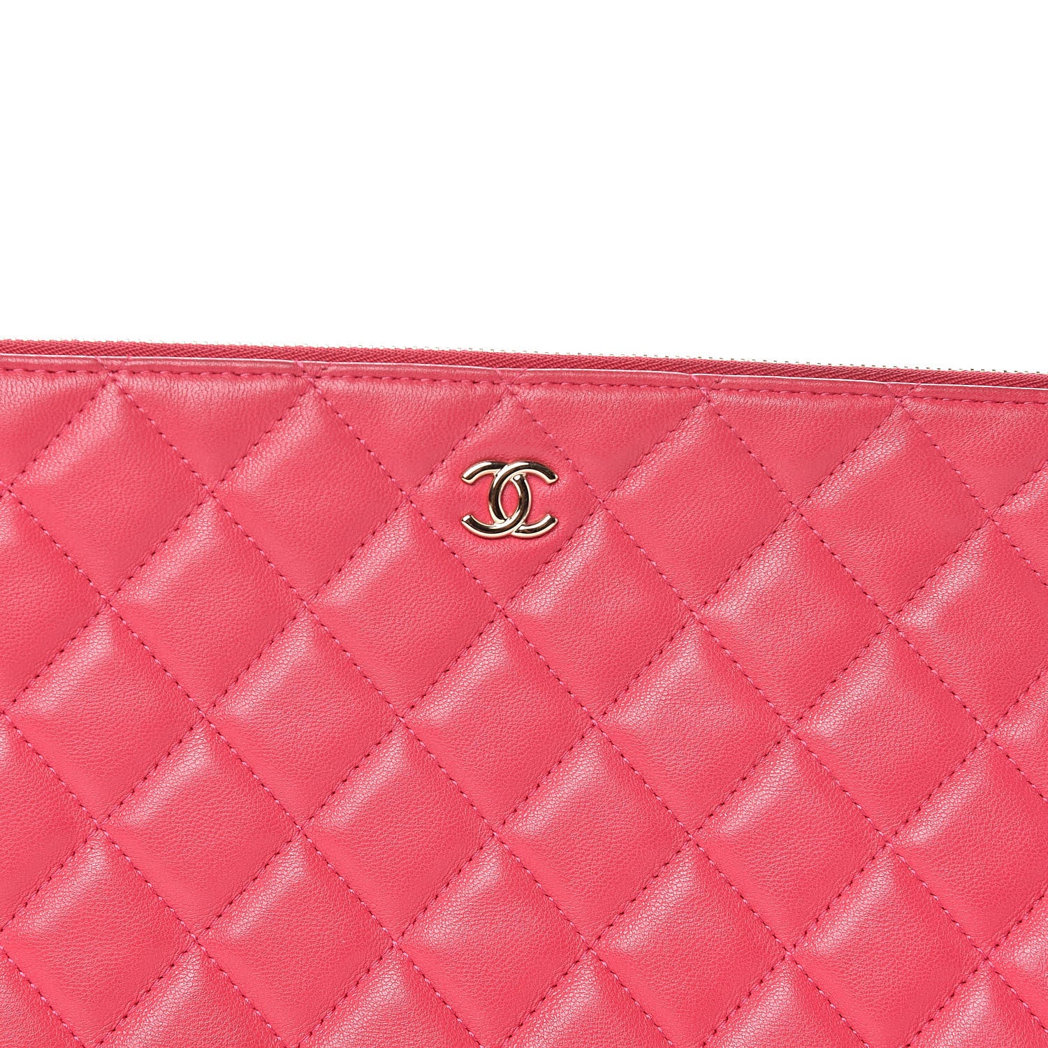 Chanel Lambskin Quilted Large Cosmetic Case Dark Pink 11 of 14