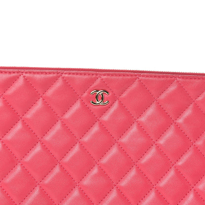 Chanel Lambskin Quilted Large Cosmetic Case Dark Pink 11 of 14