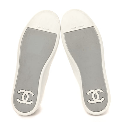 Chanel Iridescent Goatskin Womens Sneakers 36.5 White Silver 5 of 10