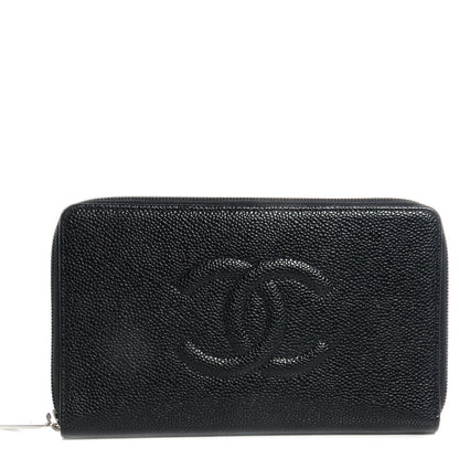 Chanel Caviar CC Large Zip Around Wallet Black 1 of 9