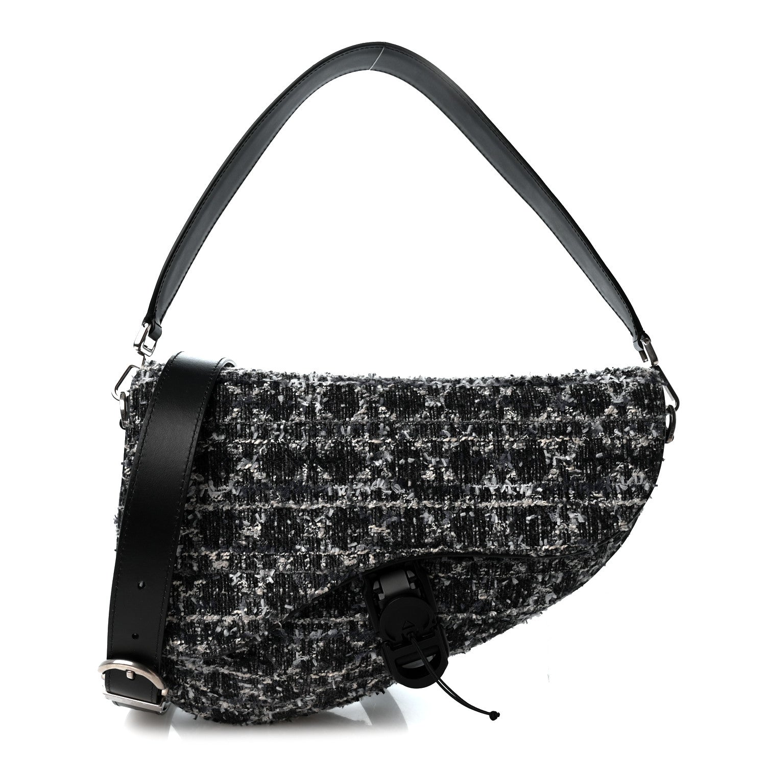 Christian Dior Tweed Saddle Bag Dark Blue 1 of 8