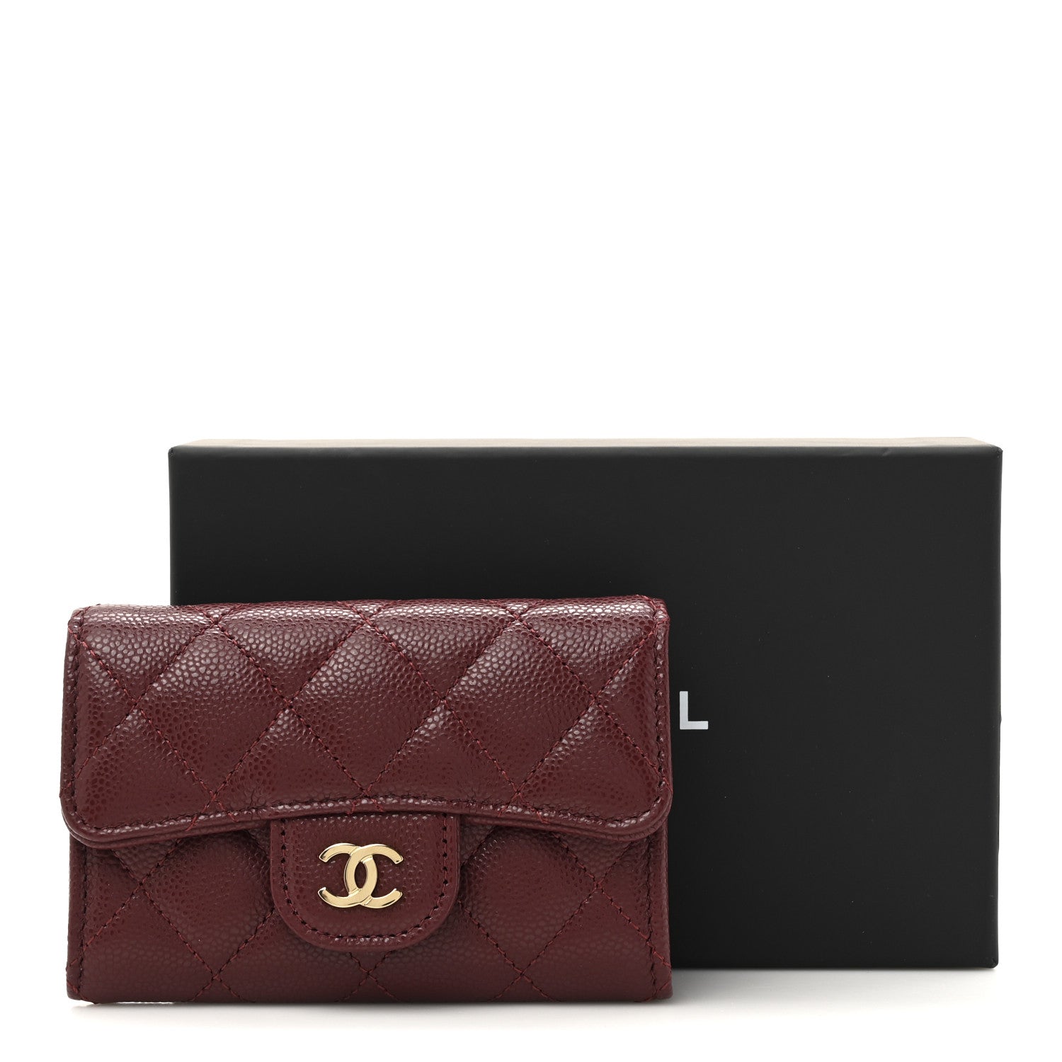 Chanel Caviar Quilted Flap Card Holder Wallet Burgundy 8 of 8