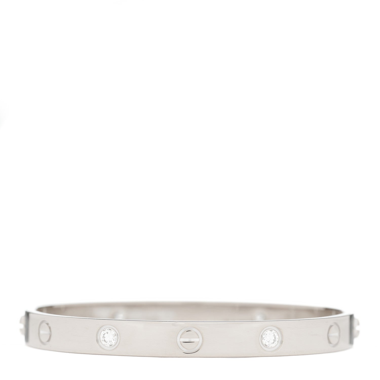 Cartier 18K White Gold 4 Diamond LOVE Bracelet 17 2 of 4