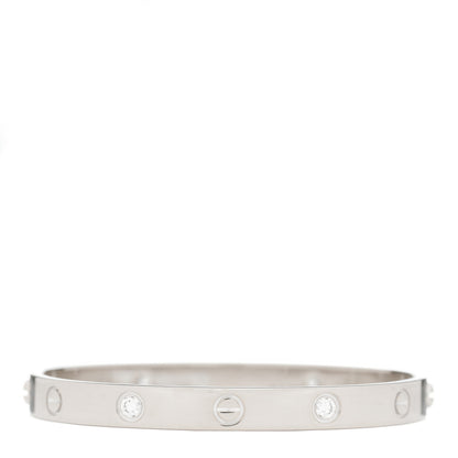 Cartier 18K White Gold 4 Diamond LOVE Bracelet 17 2 of 4