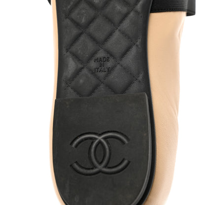 Chanel Lambskin Grosgrain Pearl Cap Toe Ballerina Flats 40 Beige Black 8 of 11