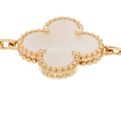 Van Cleef & Arpels 18K Yellow Gold Mother of Pearl 5 Motifs Vintage Alhambra Bracelet 4 of 5