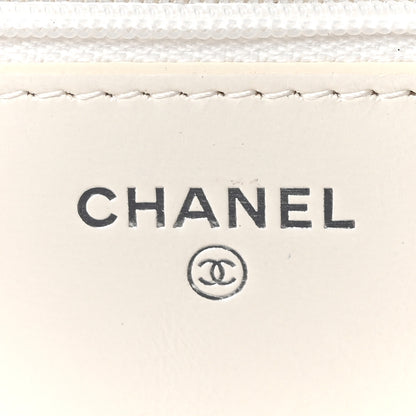 Chanel Shiny Lambskin Quilted Monochrome Wallet on Chain WOC White 6 of 12