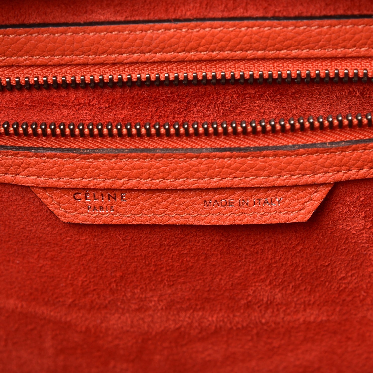 Celine Drummed Calfskin Mini Luggage Vermillion 6 of 7