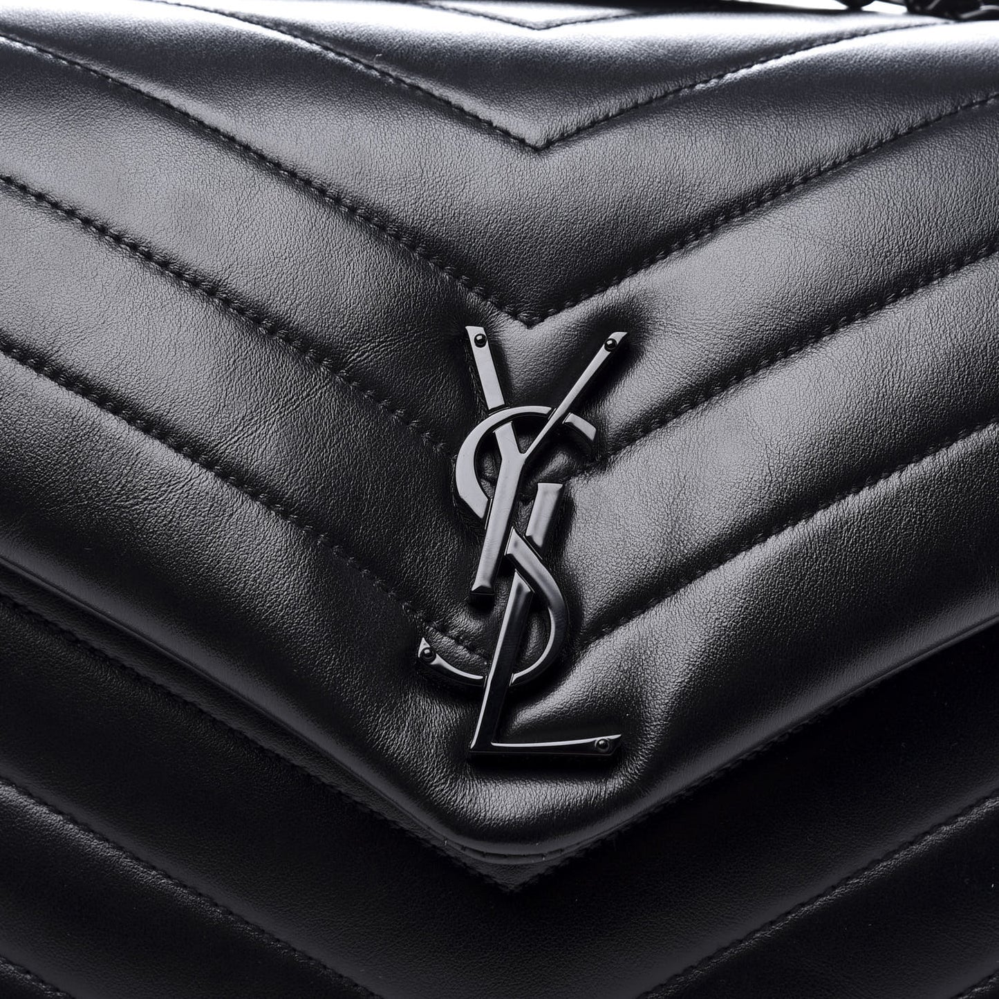 Calfskin Y Quilted Monogram Medium Loulou Chain Satchel Black