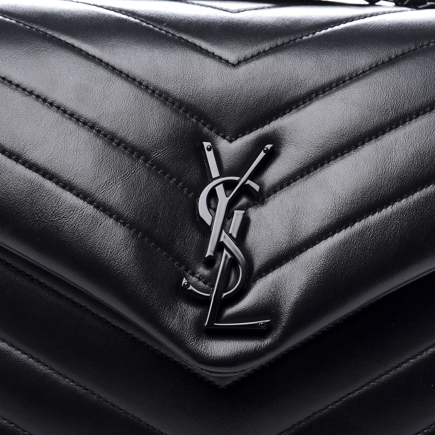 Saint Laurent Calfskin Y Quilted Monogram Medium Loulou Chain Satchel Black 10 of 10