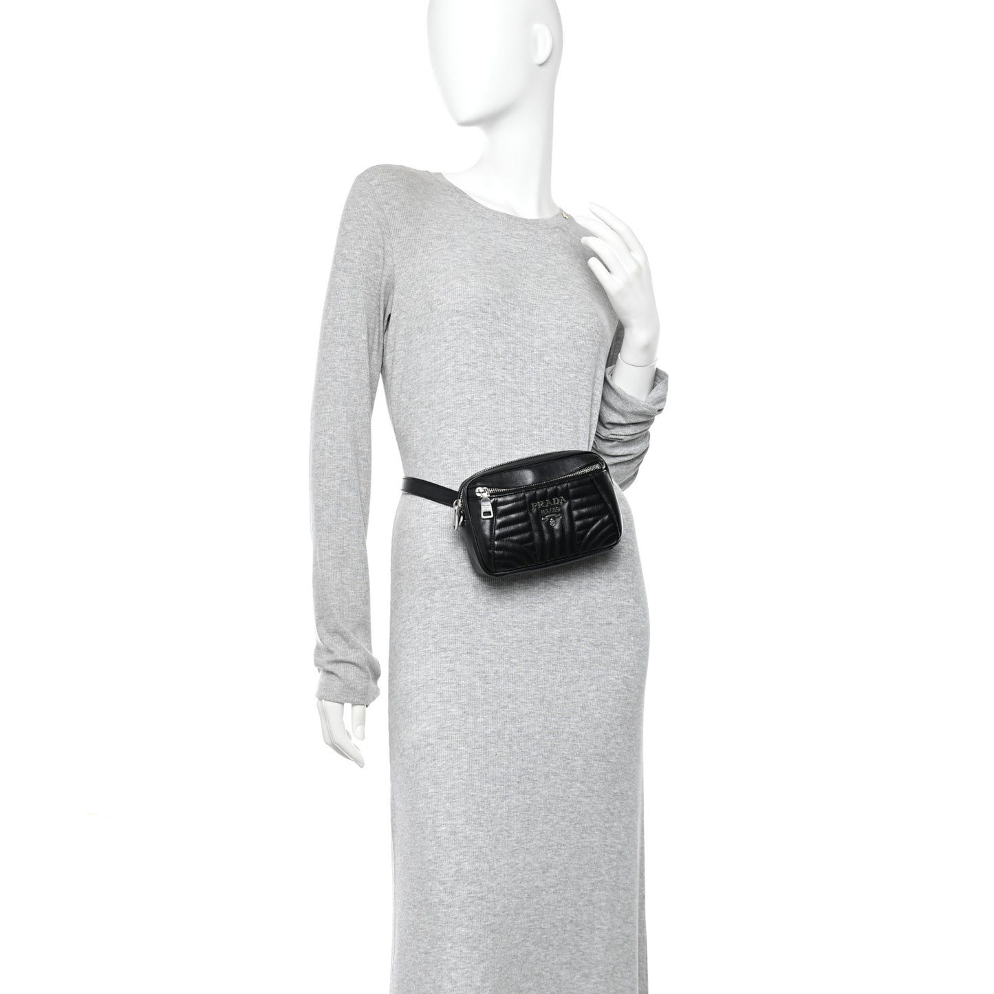 Soft Calfskin Impunture Diagramme Belt Bag Black