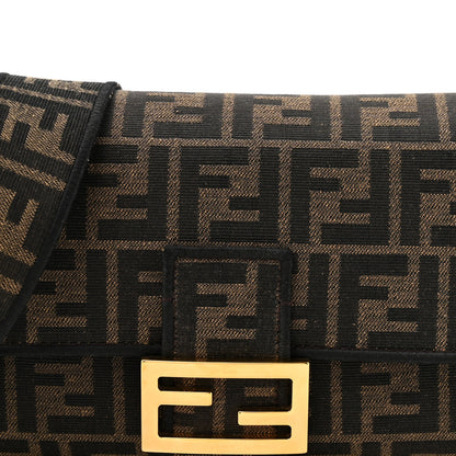 Fendi Fabric Jacquard FF 1974 Medium Baguette Tobacco Moro Black 8 of 10