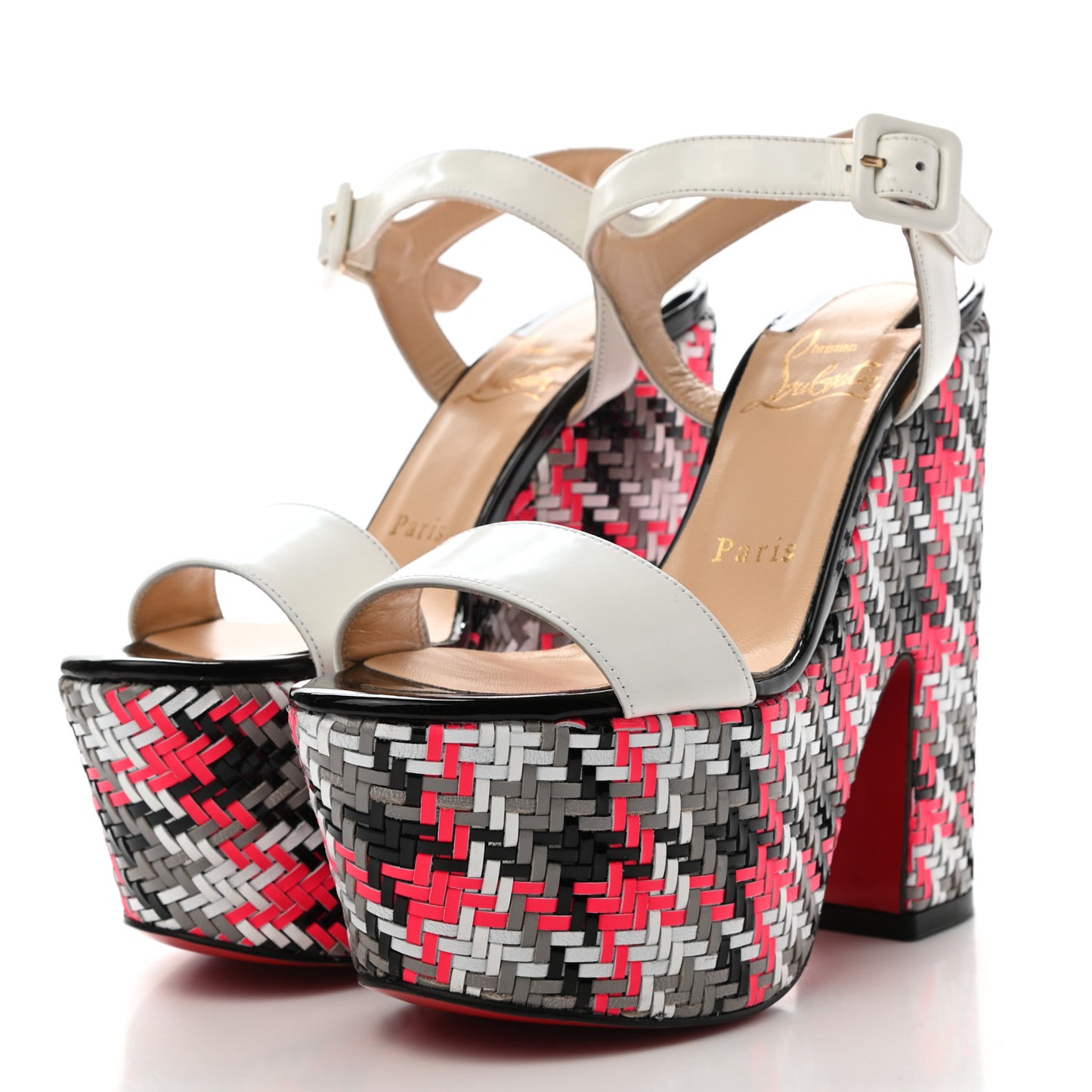 Jazz Patent Tresse Belle Tige 160 Platform Sandal White Fluo Rose