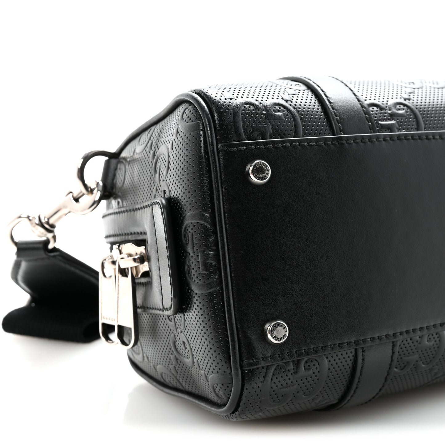 Calfskin GG Tennis Embossed Mini Duffle Bag Black